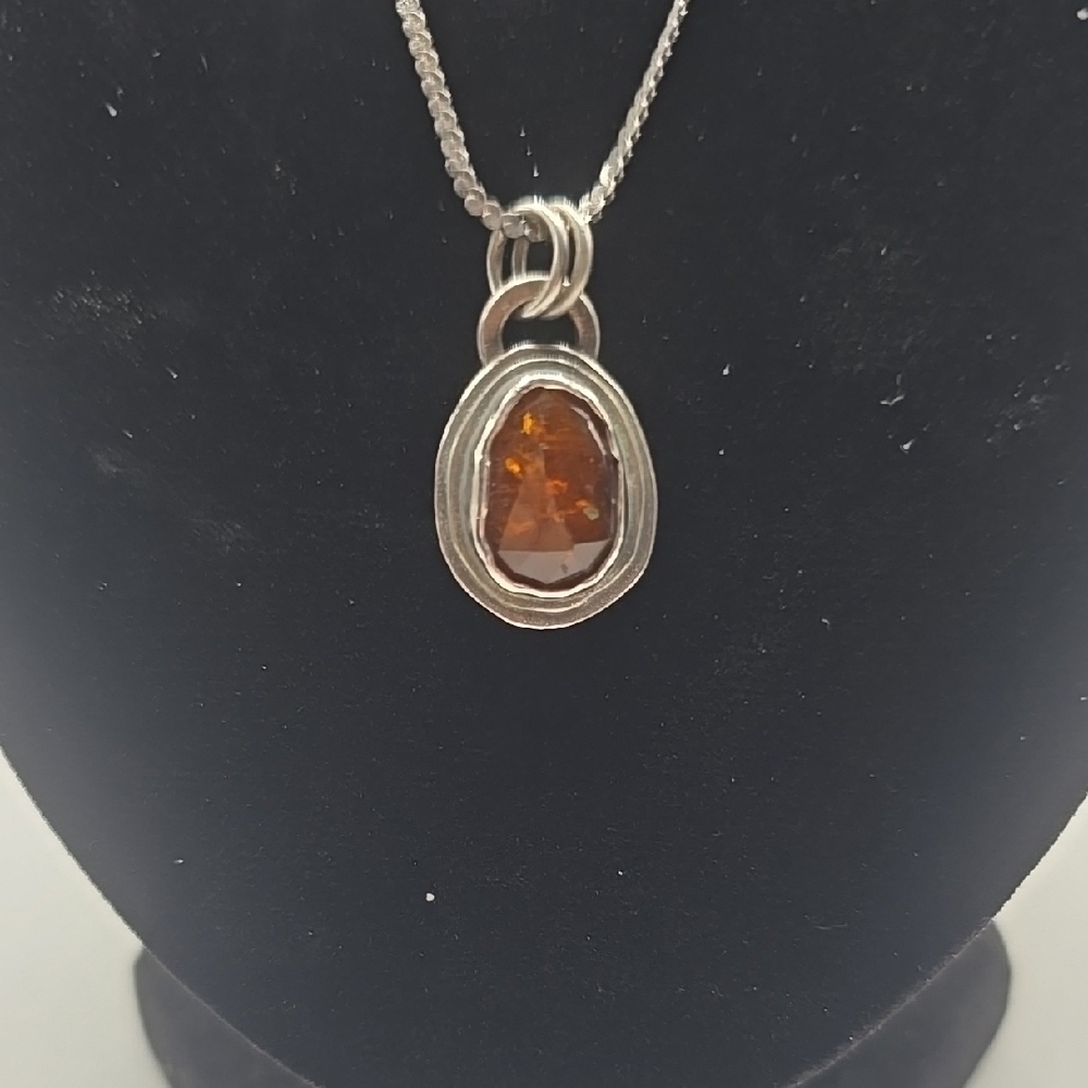 Flame and Stone Citrine Pendant Necklace
